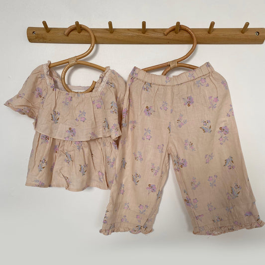 2-3Y Zara floral top and wide leg trousers set co-ord