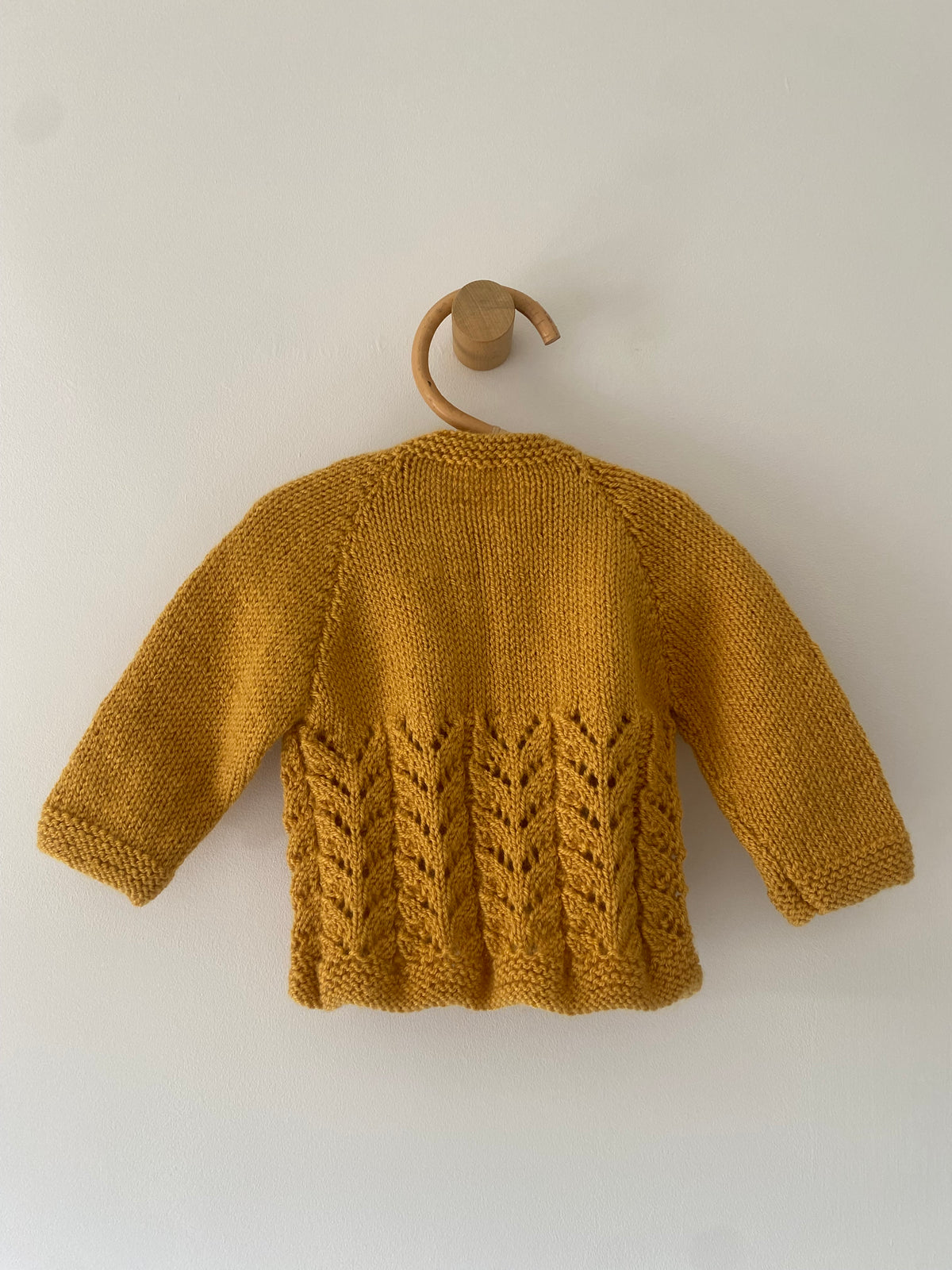 3-6M mustard patterned hand-knitted cardigan