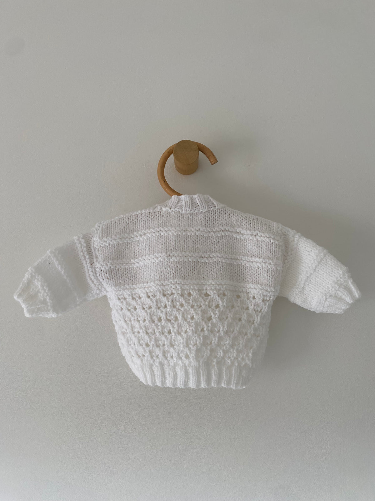 0-3M white hand-knitted cardigan