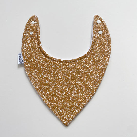 Mustard ditsy bandana bib