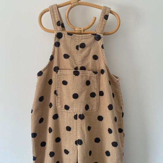 2-3Y Zara beige polka dot corduroy dungarees