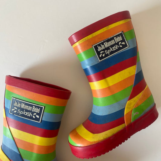 UK size 4 Jojo Maman Bebe rainbow stripe wellies