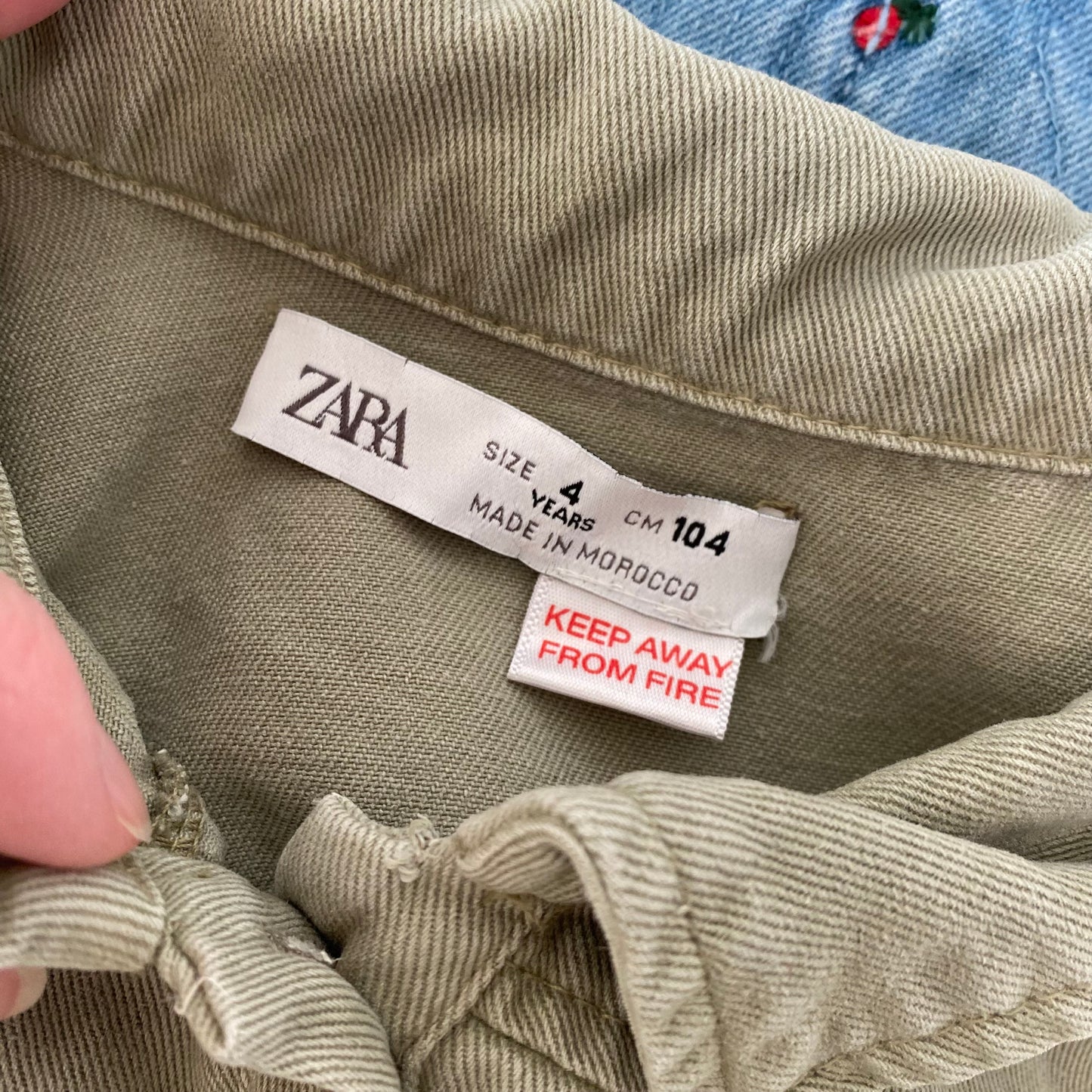 3-4Y Zara khaki green soft denim boilersuit