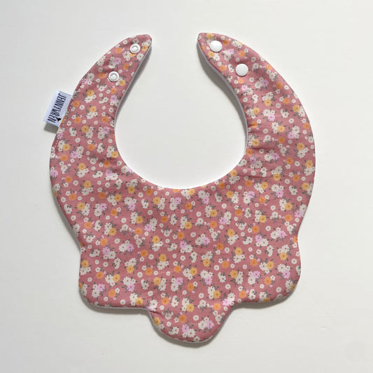 Pink orange ditsy scallop bib