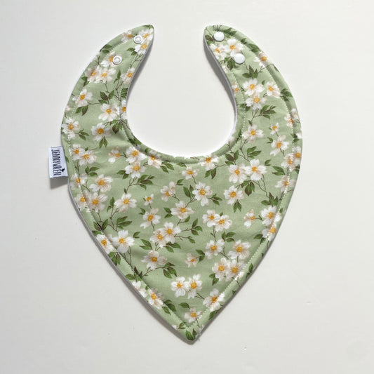 Mint green daisies bandana bib