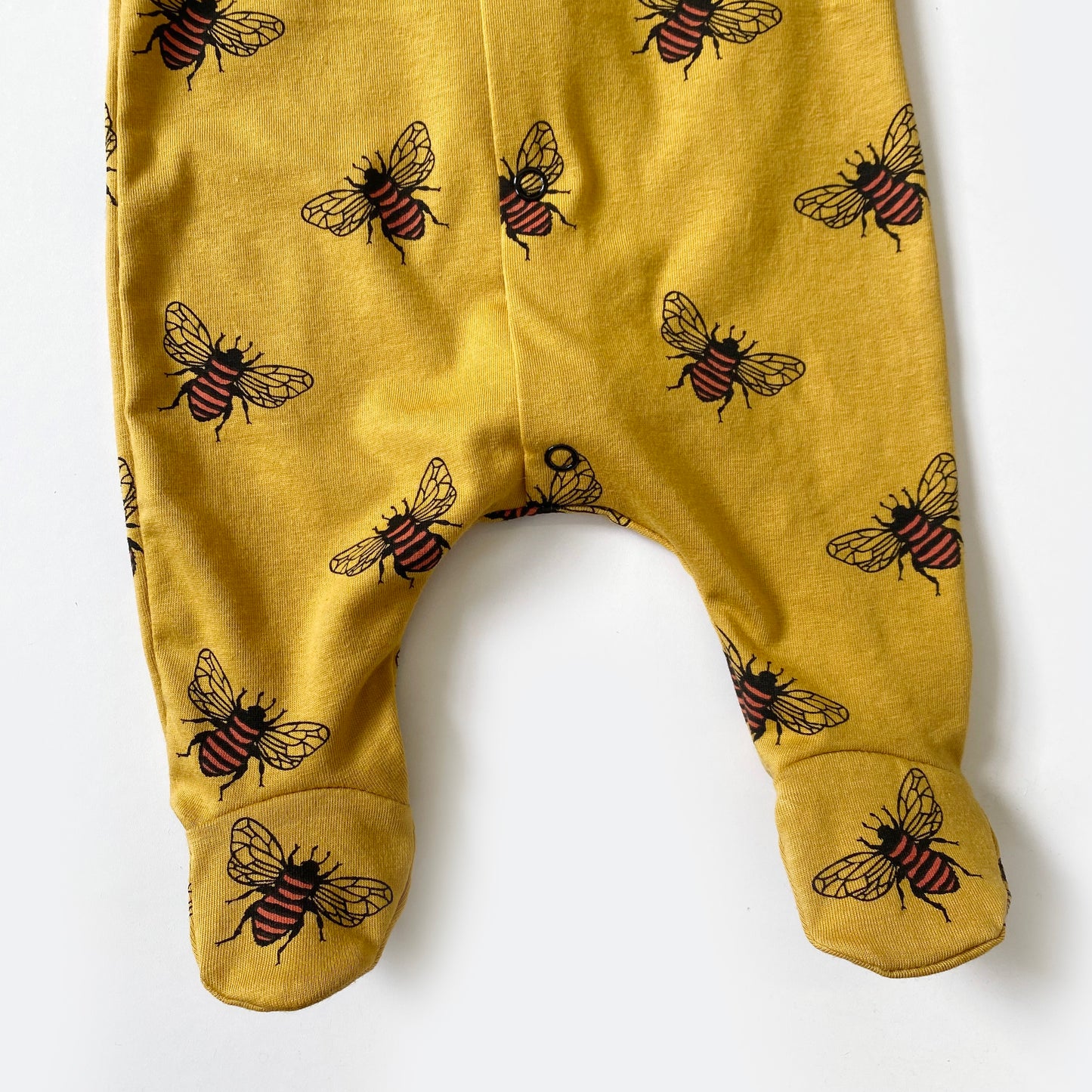 Mustard bee footed babygrow