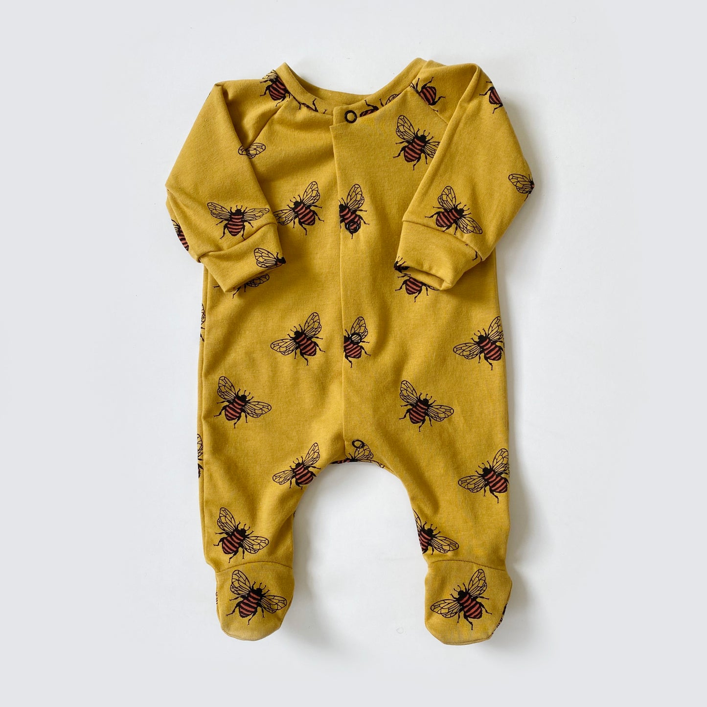 Mustard bee footed babygrow