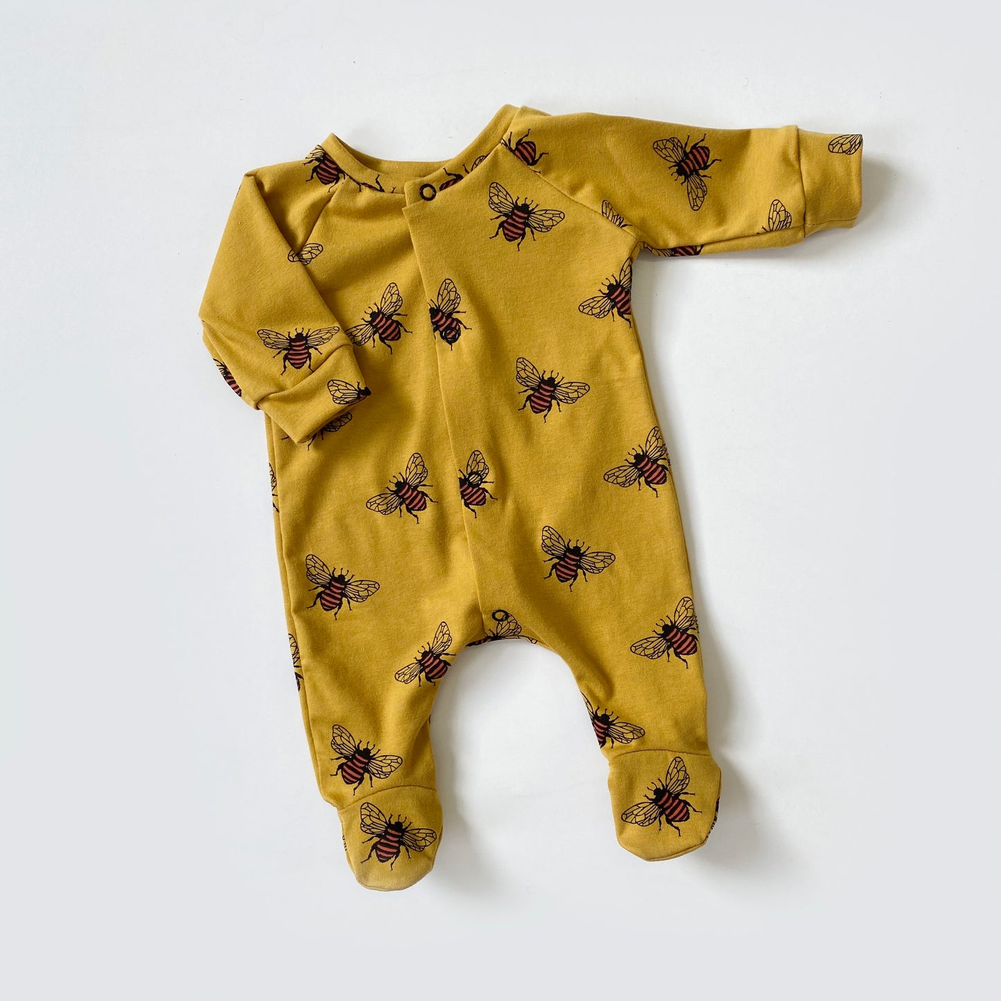 Mustard bee footed babygrow