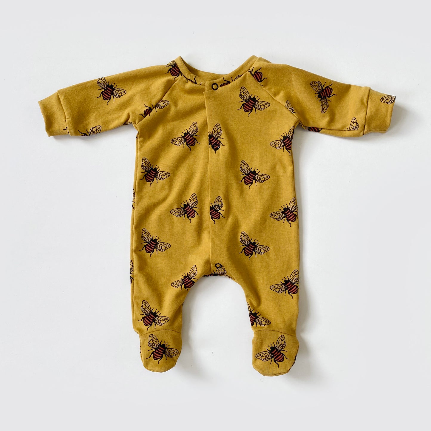 Mustard bee footed babygrow