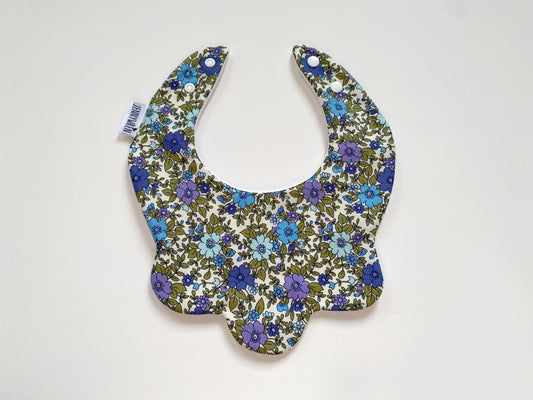 Multi blue green floral scallop bib