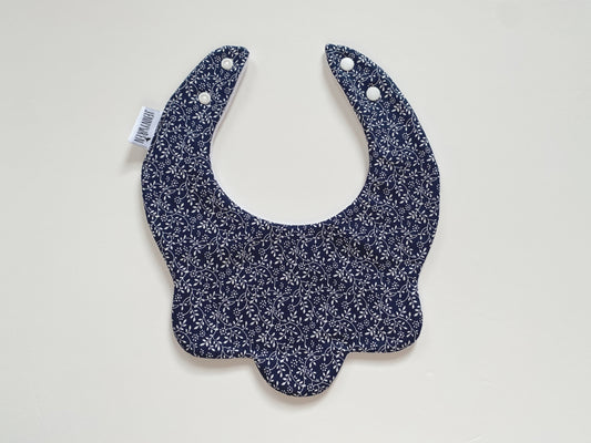 Midnight ditsy floral scallop bib