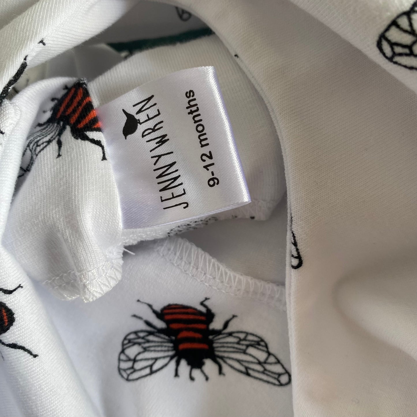 9-12M white bee short romper