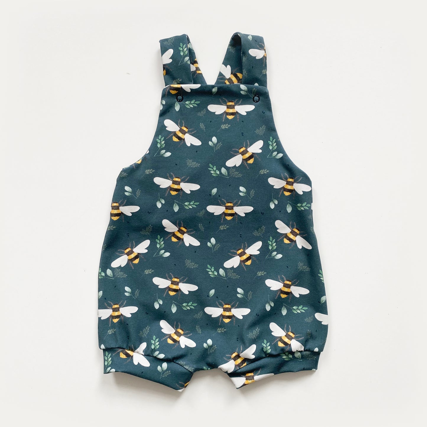 Teal bee short dungarees