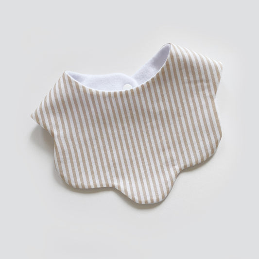 Beige stripe scallop bib