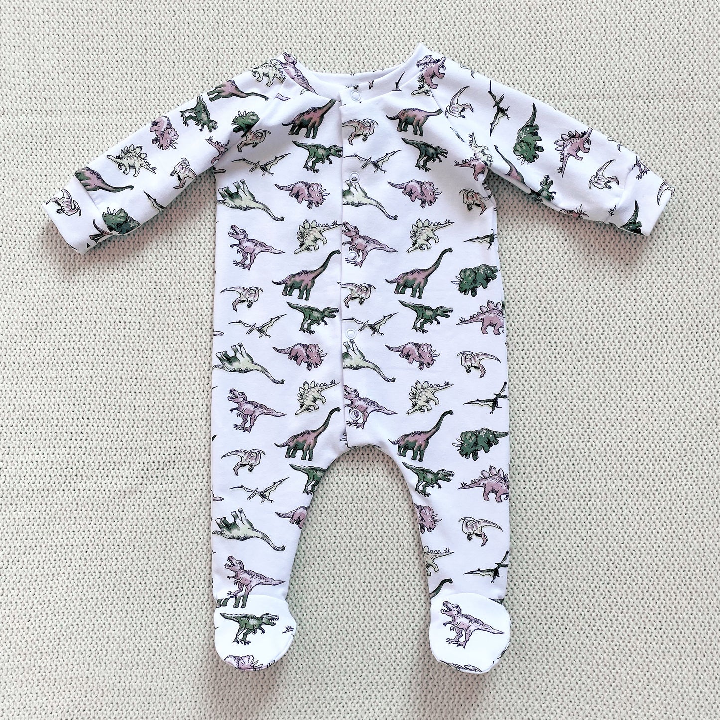 Jurassic footed babygrow