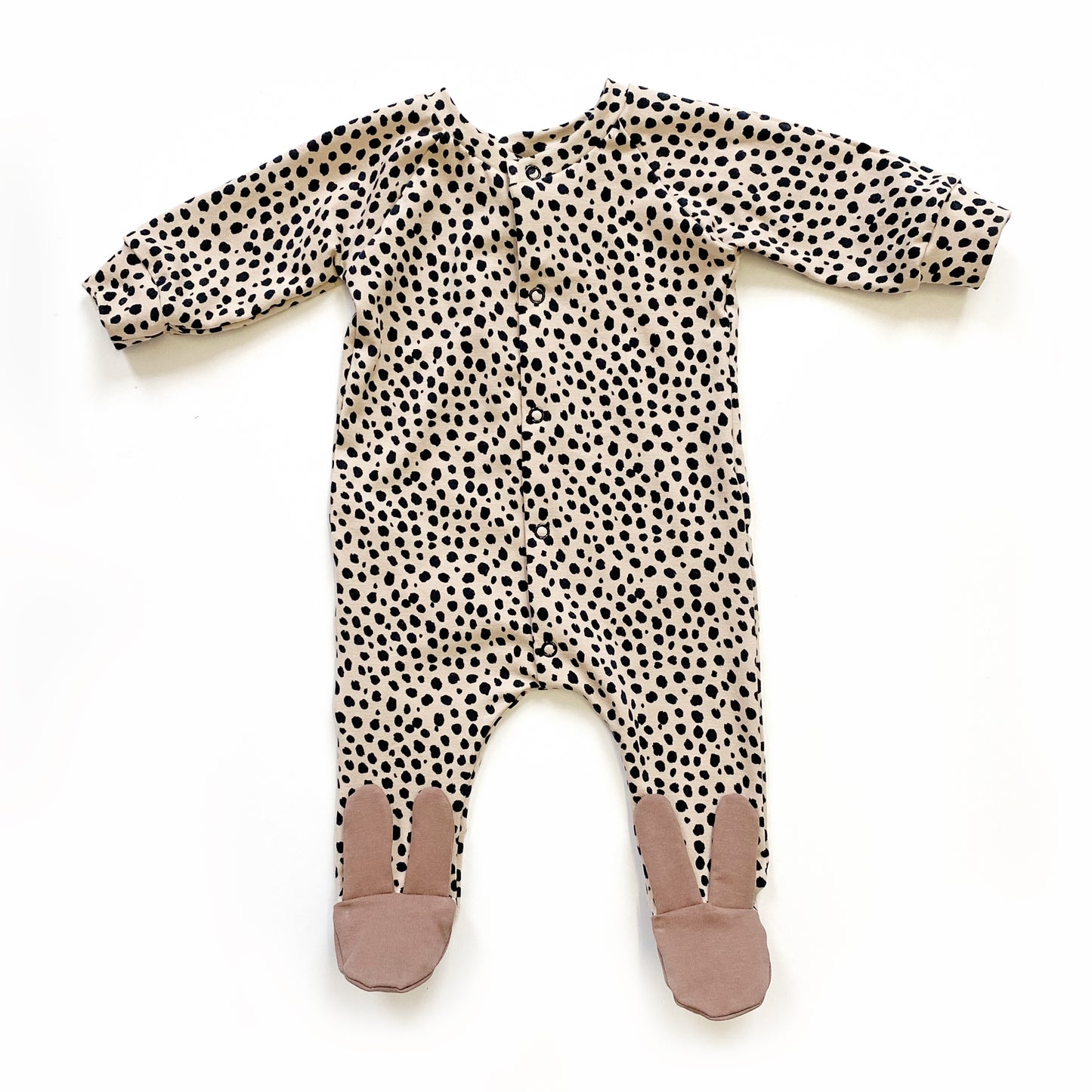 Sand dalmatian mocha bunny footed babygrow