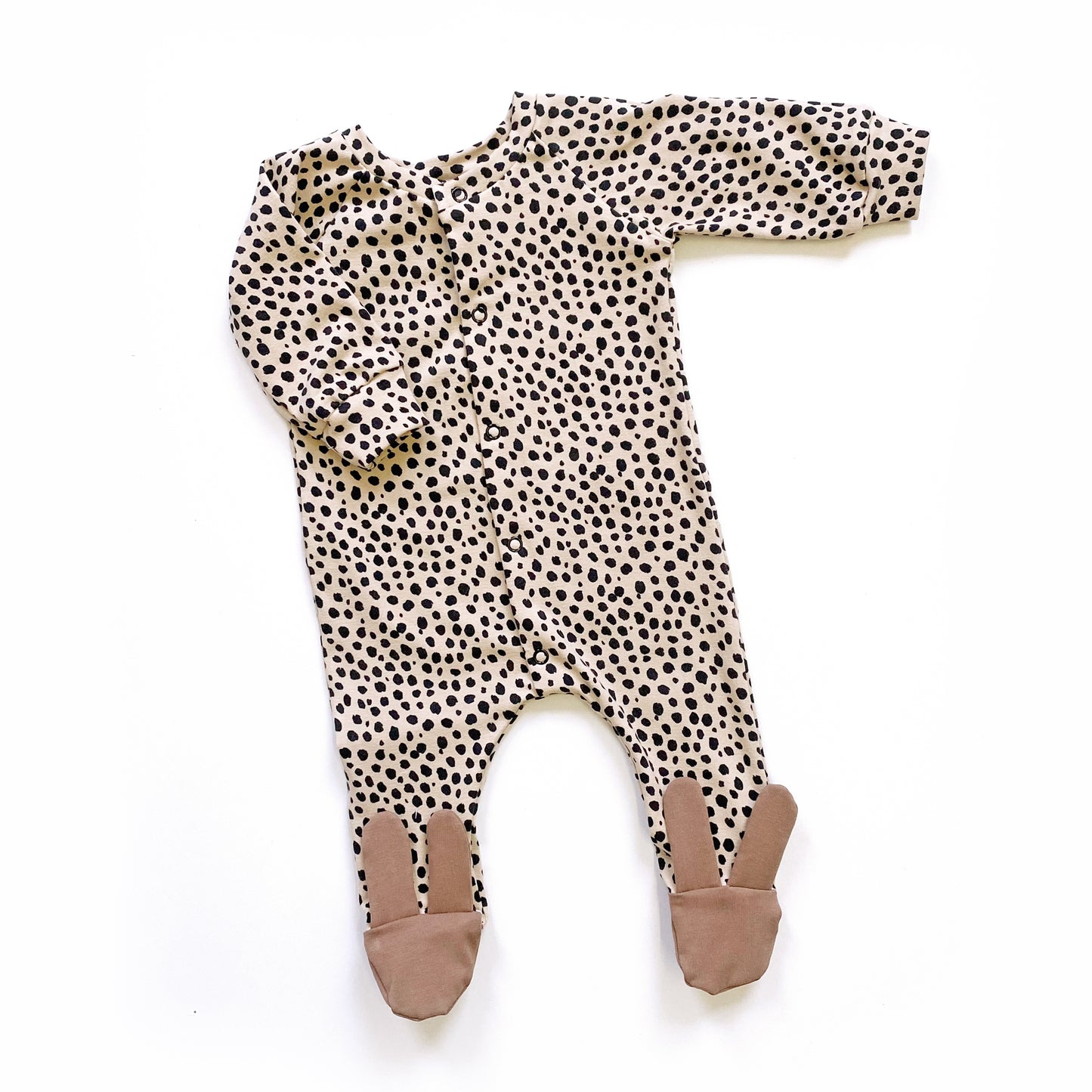 Sand dalmatian mocha bunny footed babygrow
