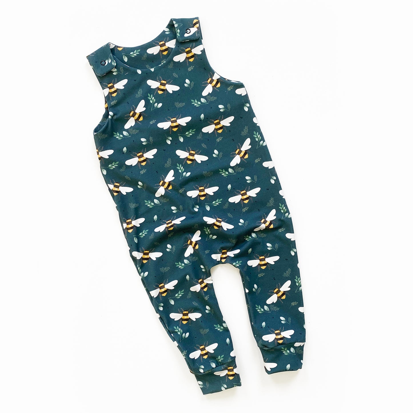 Teal bee romper