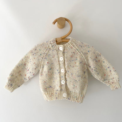 0-3M textured beige hand-knitted cardigan