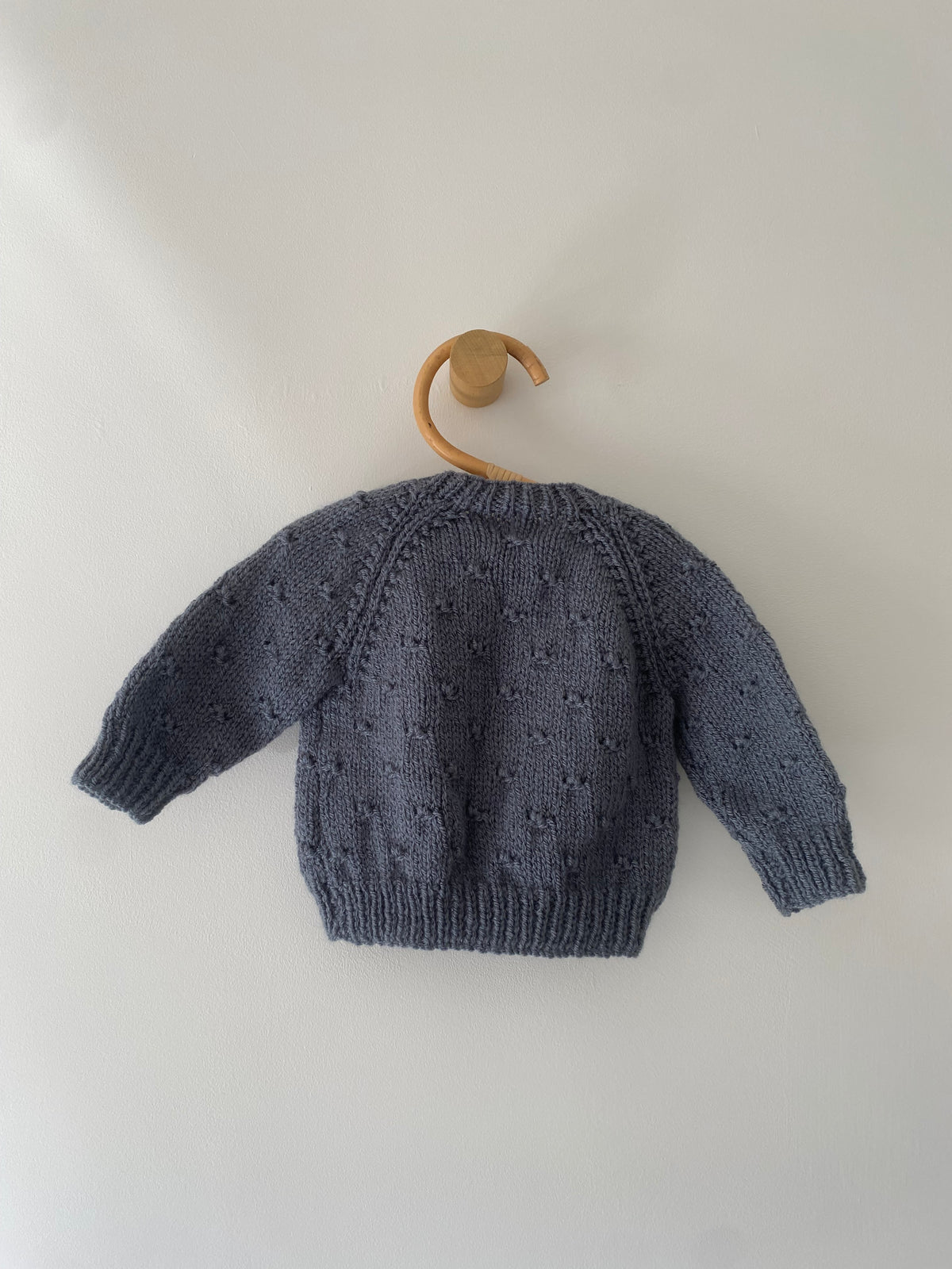 3-6M grey popcorn hand-knitted cardigan and booties set