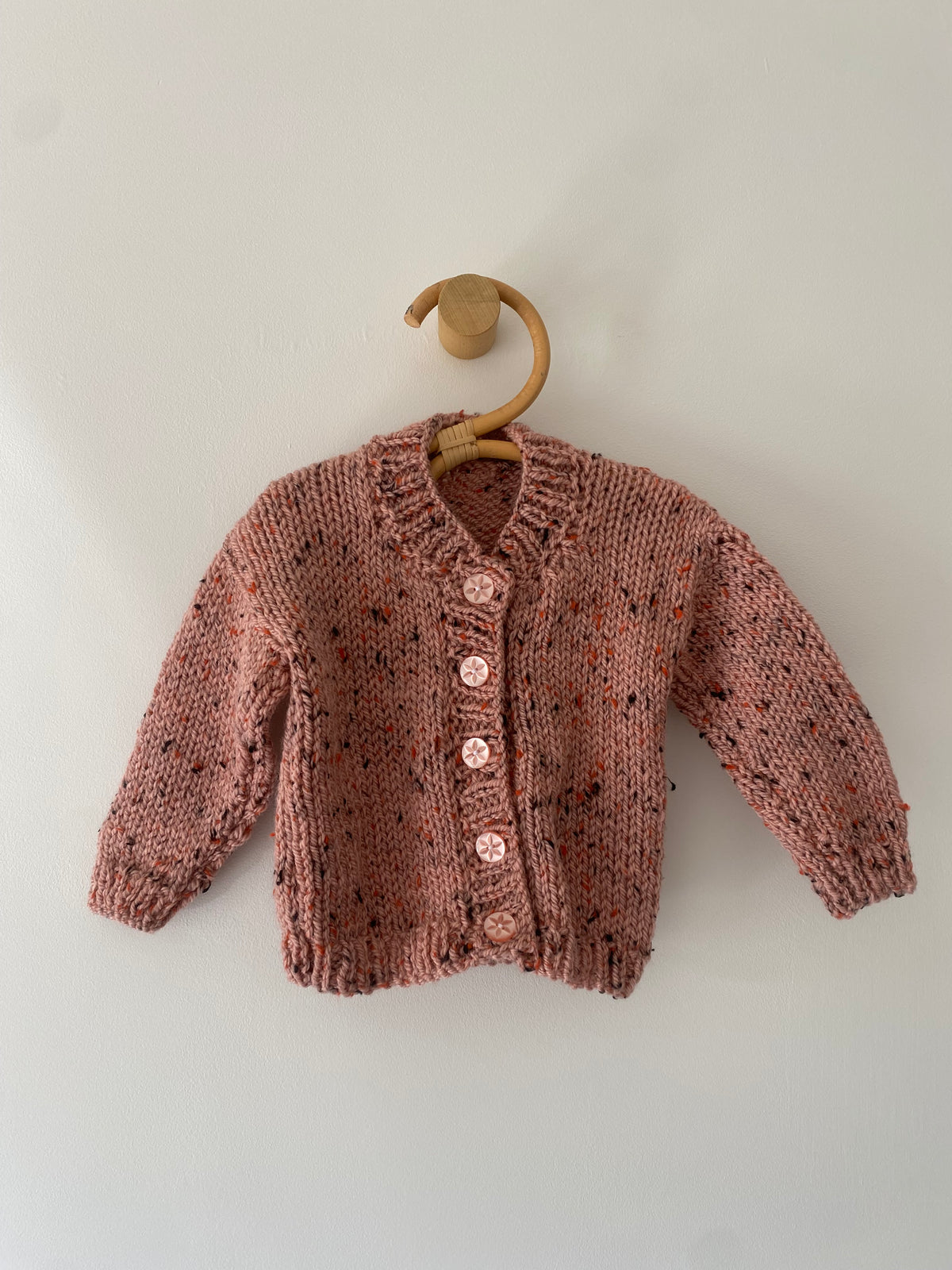 3-6M pink textured hand-knitted cardigan