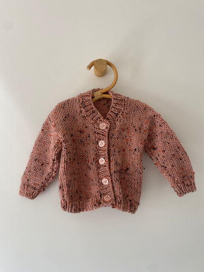 3-6M pink textured hand-knitted cardigan