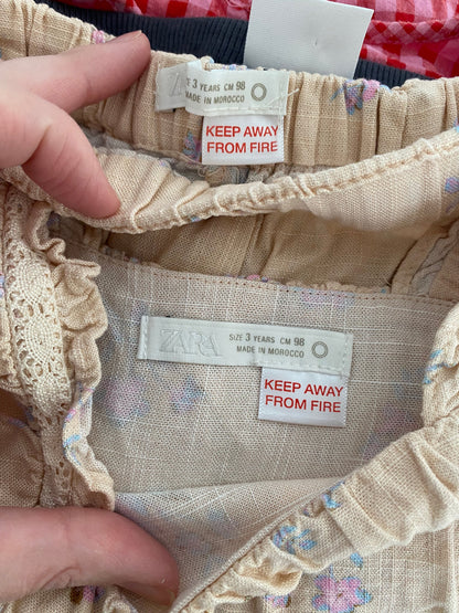 2-3Y Zara floral top and wide leg trousers set co-ord