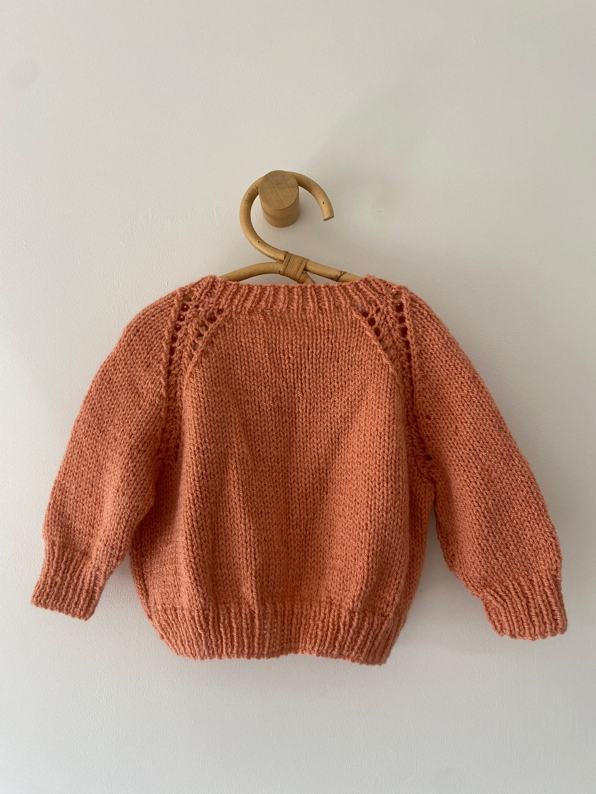 6-9M terracotta textured hand-knitted cardigan
