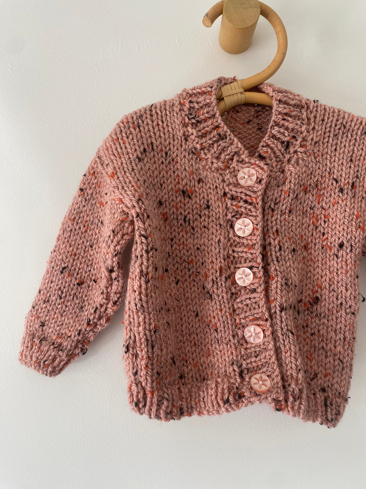 3-6M pink textured hand-knitted cardigan