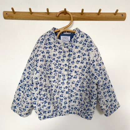 5-6Y Zara blue ditsy quilted bomber jacket