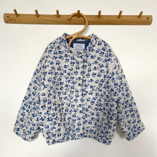 5-6Y Zara blue ditsy quilted bomber jacket