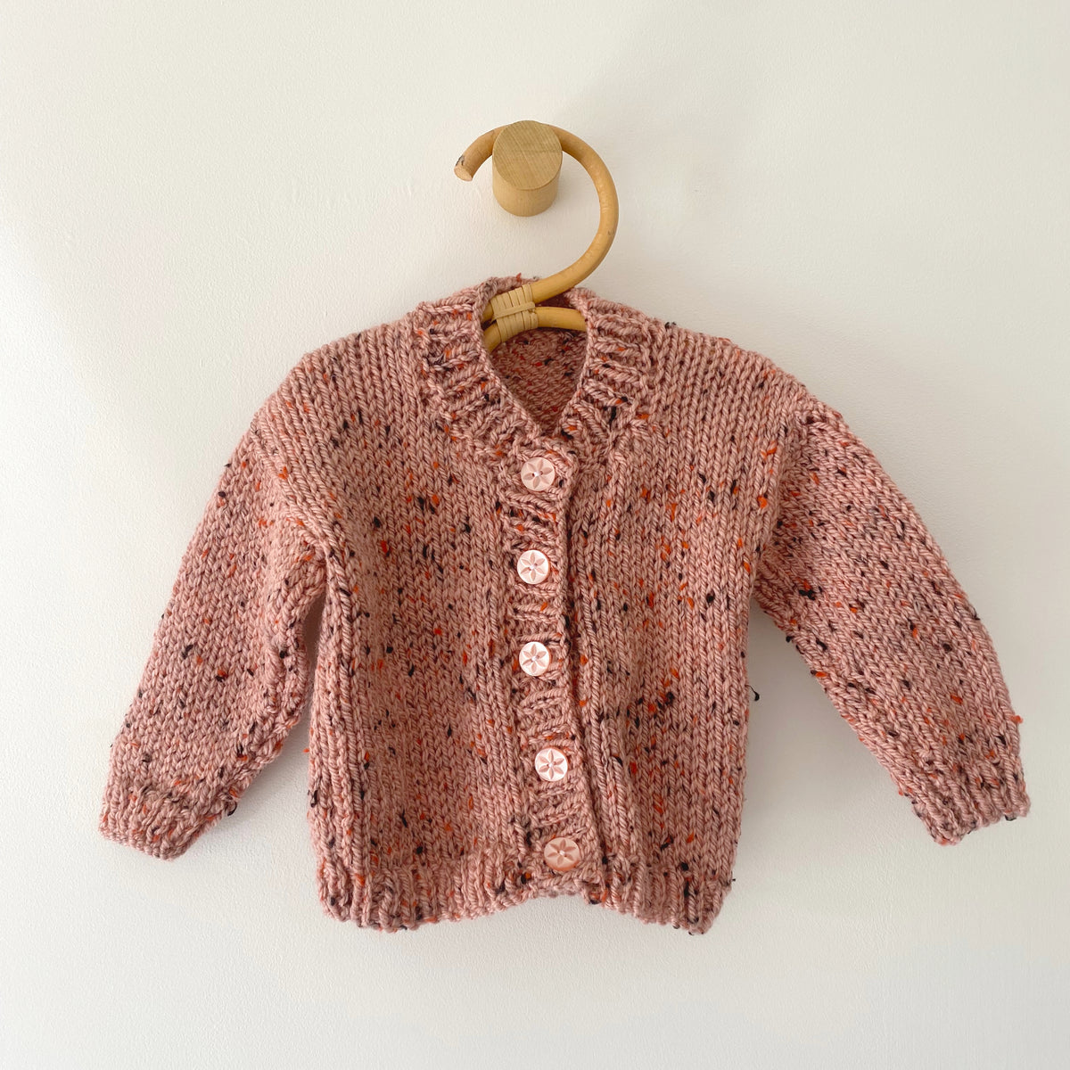 3-6M pink textured hand-knitted cardigan