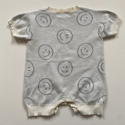 6-12M Hunter + Rose cream smiley face knitted romper