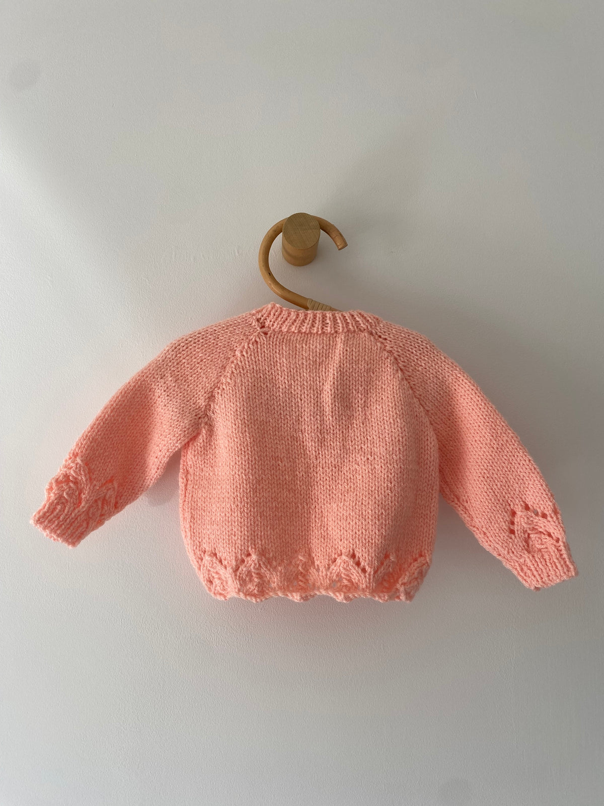 0-3M peach hand-knitted cardigan