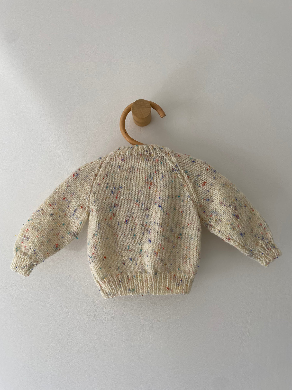 0-3M textured beige hand-knitted cardigan