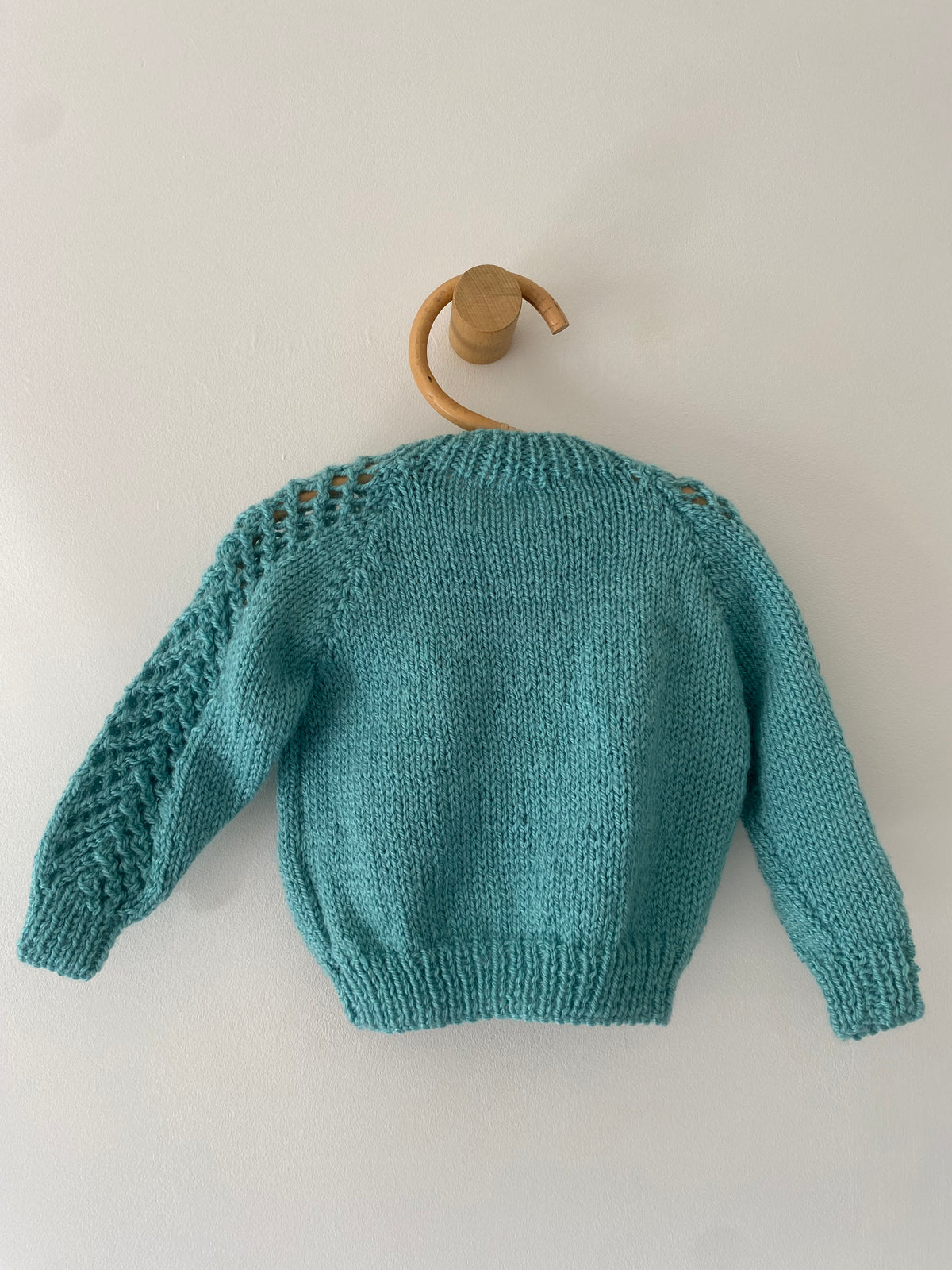 3-6M turquoise patterned hand-knitted cardigan