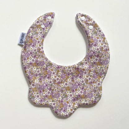 Pastel lilac and yellow floral scallop bib