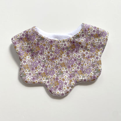 Pastel lilac and yellow floral scallop bib