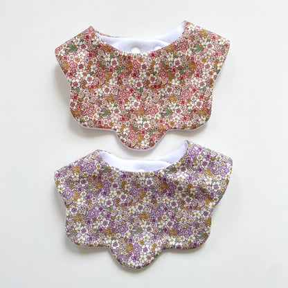 Set of two scallop bibs - ditsy pink and ditsy lilac