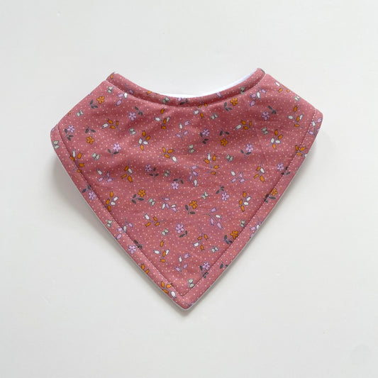 Pink ditsy bandana bib