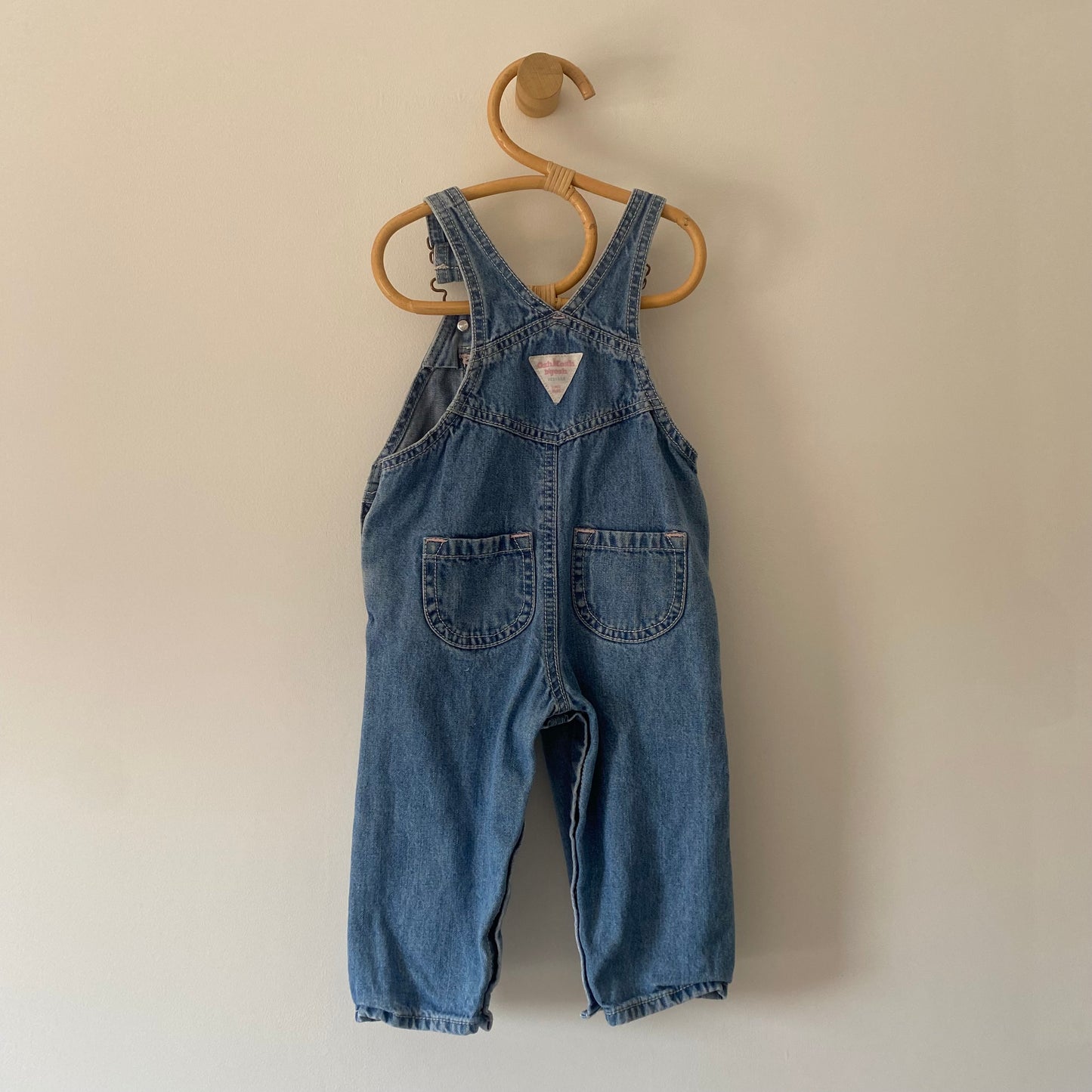 12M Oshkosh blue denim dungarees with pink details
