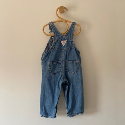 12M Oshkosh blue denim dungarees with pink details