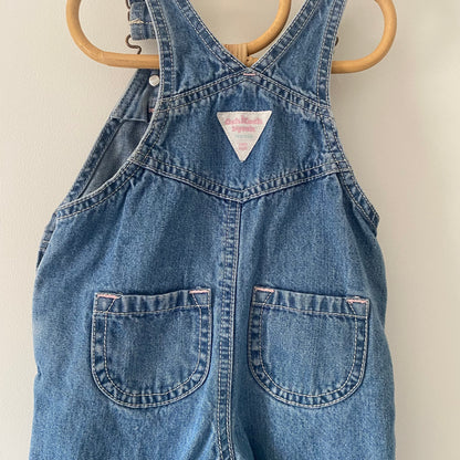 12M Oshkosh blue denim dungarees with pink details