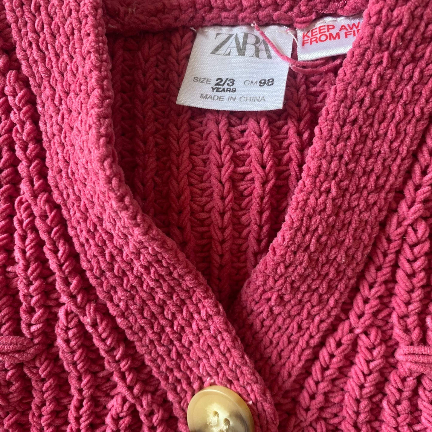 2-3Y Zara pink knitted floral waistcoat