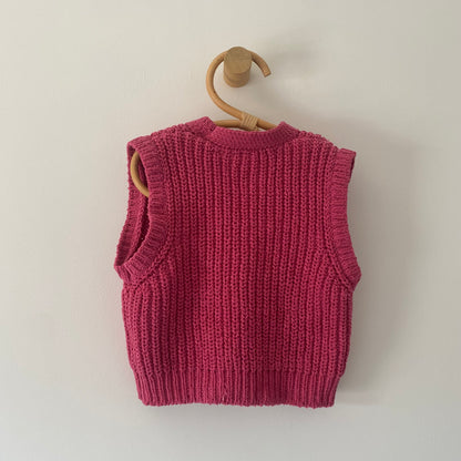 2-3Y Zara pink knitted floral waistcoat