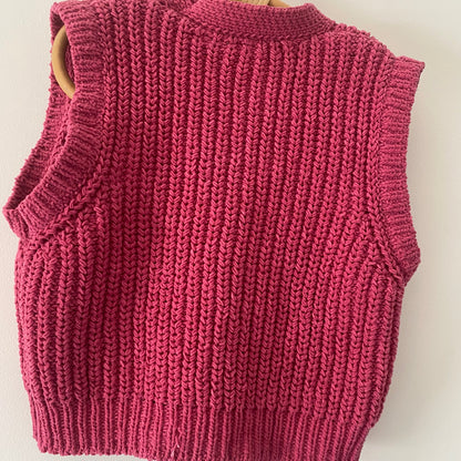 2-3Y Zara pink knitted floral waistcoat