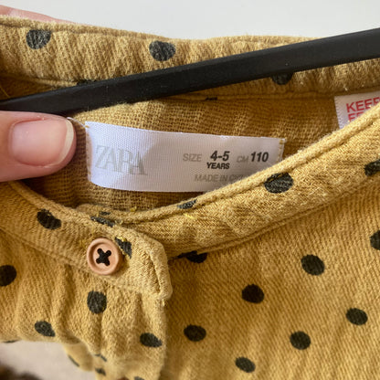 4-5Y Zara mustard polka dot dress