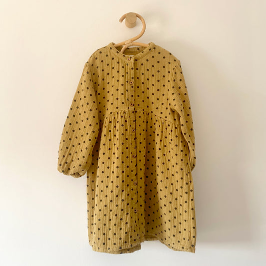 4-5Y Zara mustard polka dot dress