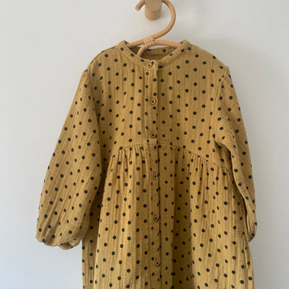4-5Y Zara mustard polka dot dress