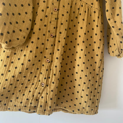 4-5Y Zara mustard polka dot dress